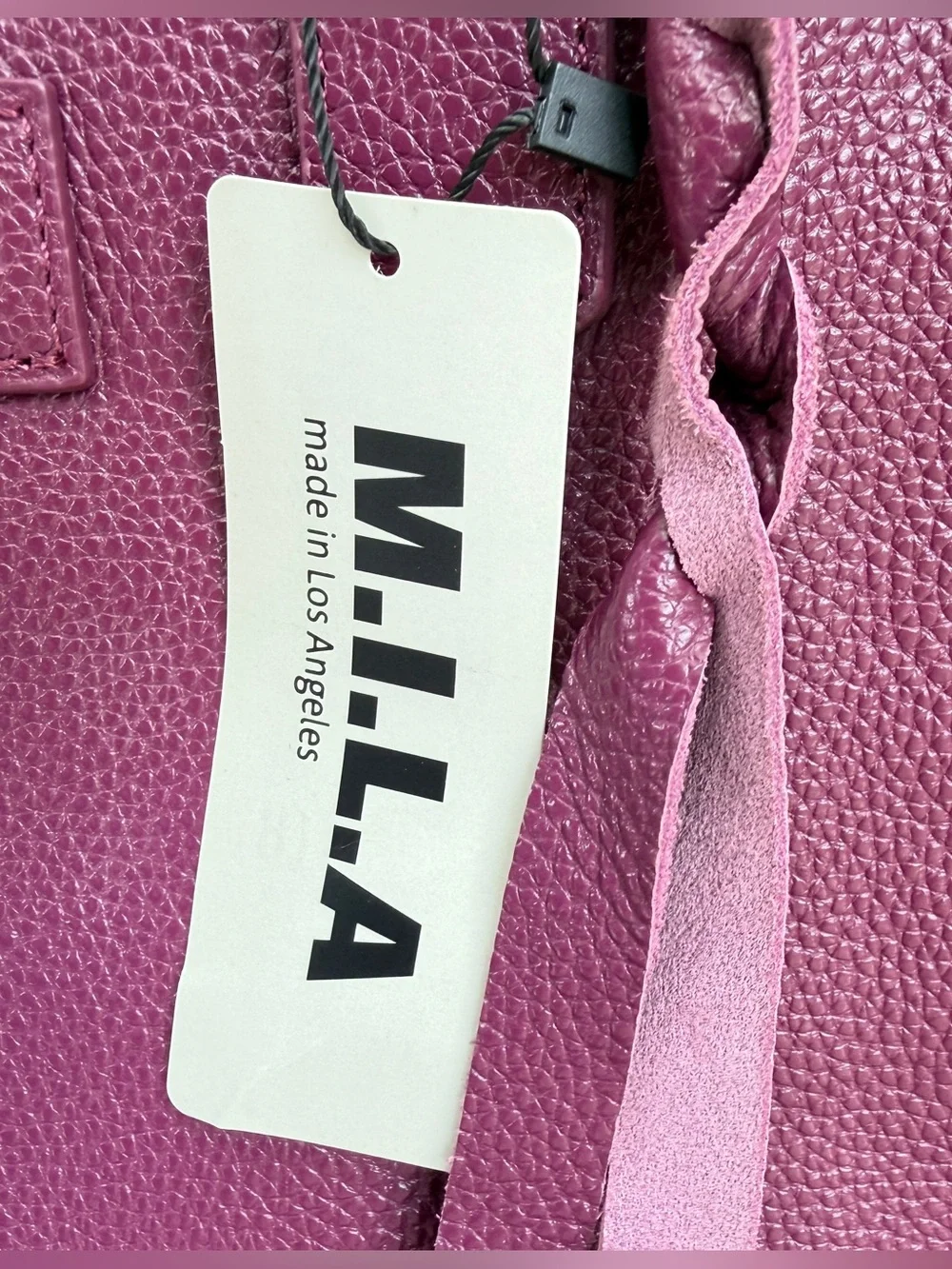 M.I.L.A. MILA Luxe Pebbled Leather Tote Bag Plum Made In Los Angeles NEW